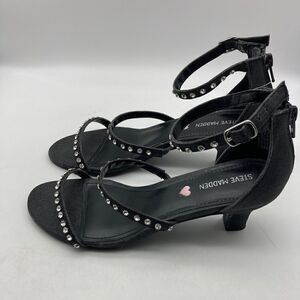 Steve Madden Jdancer Glitter Black Strappy Rhinestone Sandals Size 7,5